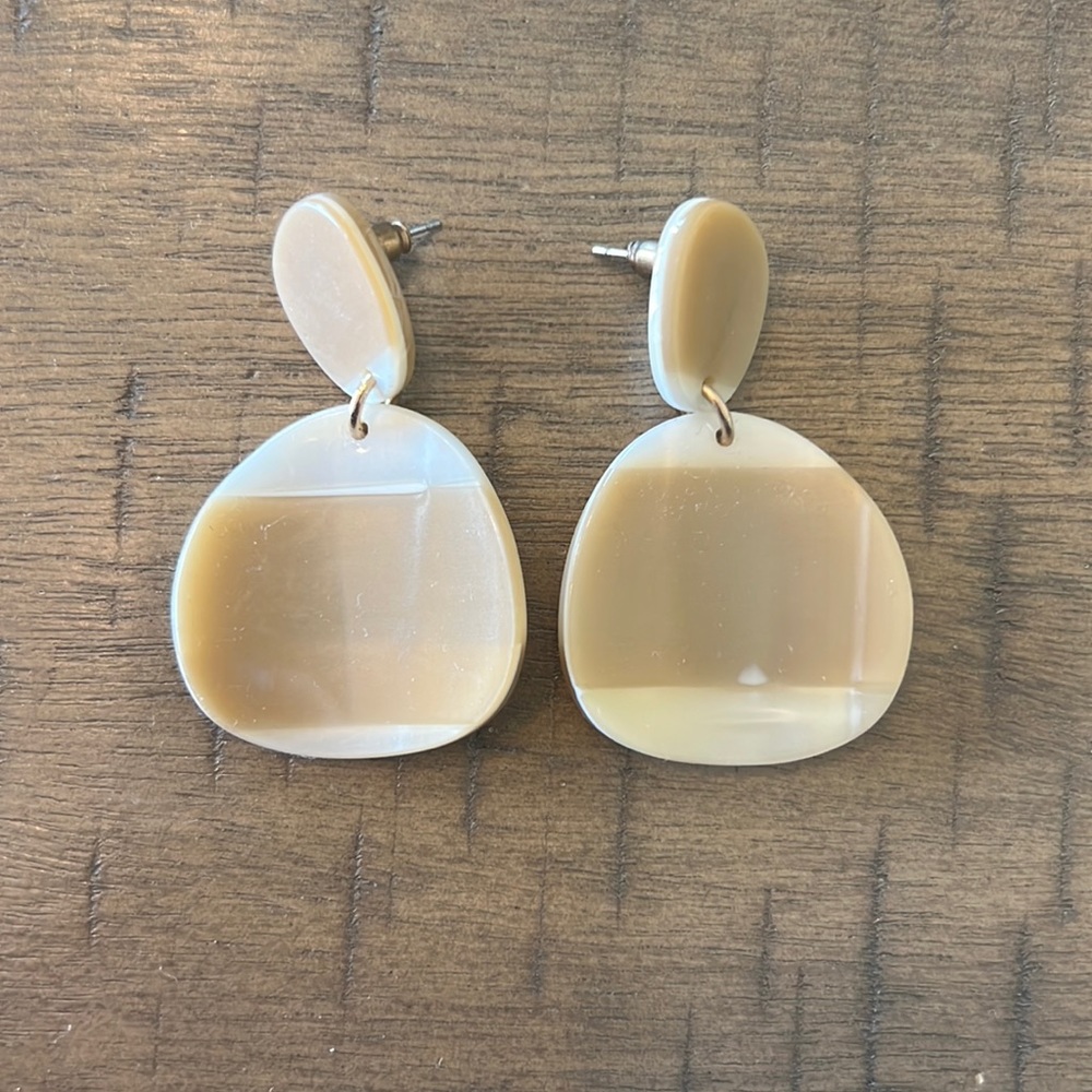 White and Tan Earrings